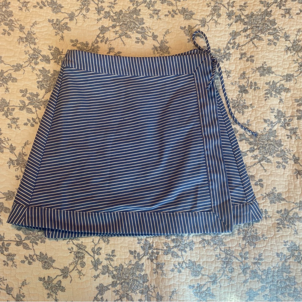 Sabo Alyssia Mini Wrap Skirt Blue White Striped Size Xs Us 2